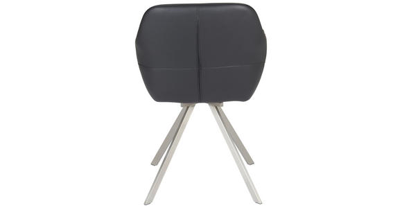 ARMLEHNSTUHL  ,  ,  , Echtleder  - Edelstahlfarben/Schwarz, Design, Leder/Metall (60,5/86/62,5cm) - Novel
