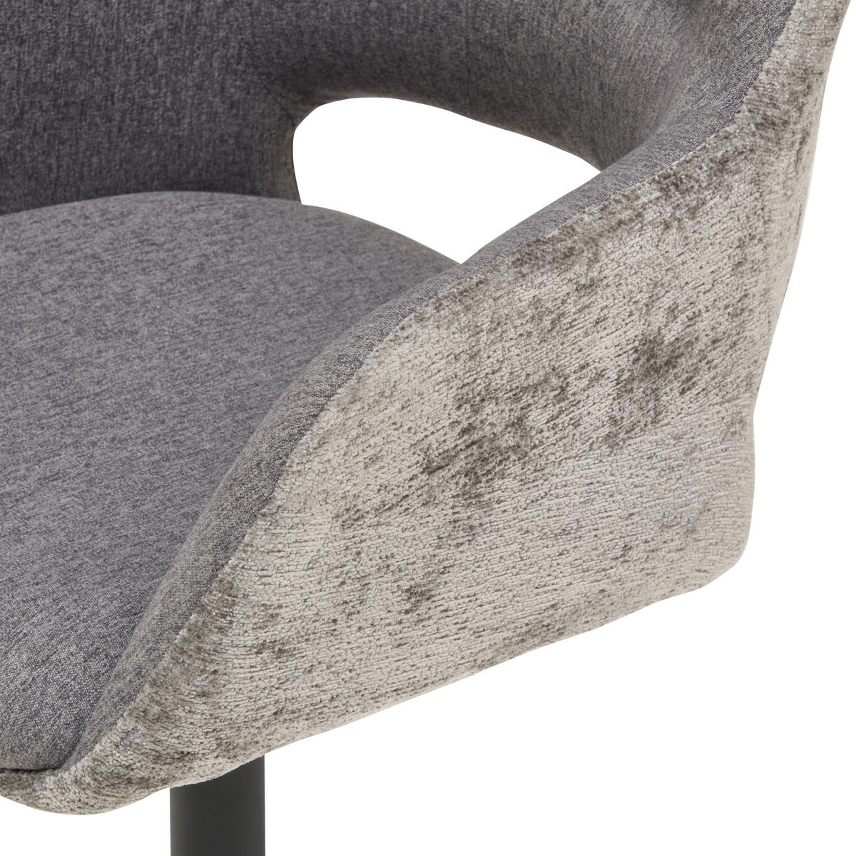 ARMLEHNSTUHL  in Eisen Chenille, Leinenoptik  - Schwarz/Grau, KONVENTIONELL, Textil/Metall (61/85/63cm) - MID.YOU