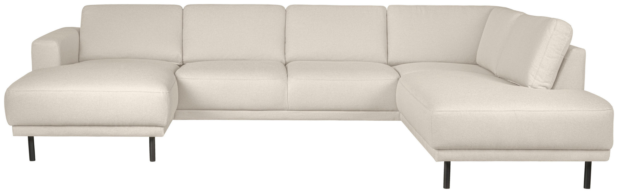 SOFFA i flatväv beige  - beige/svart, Design, metall/trä (310/78/197cm) - Pure Home Comfort