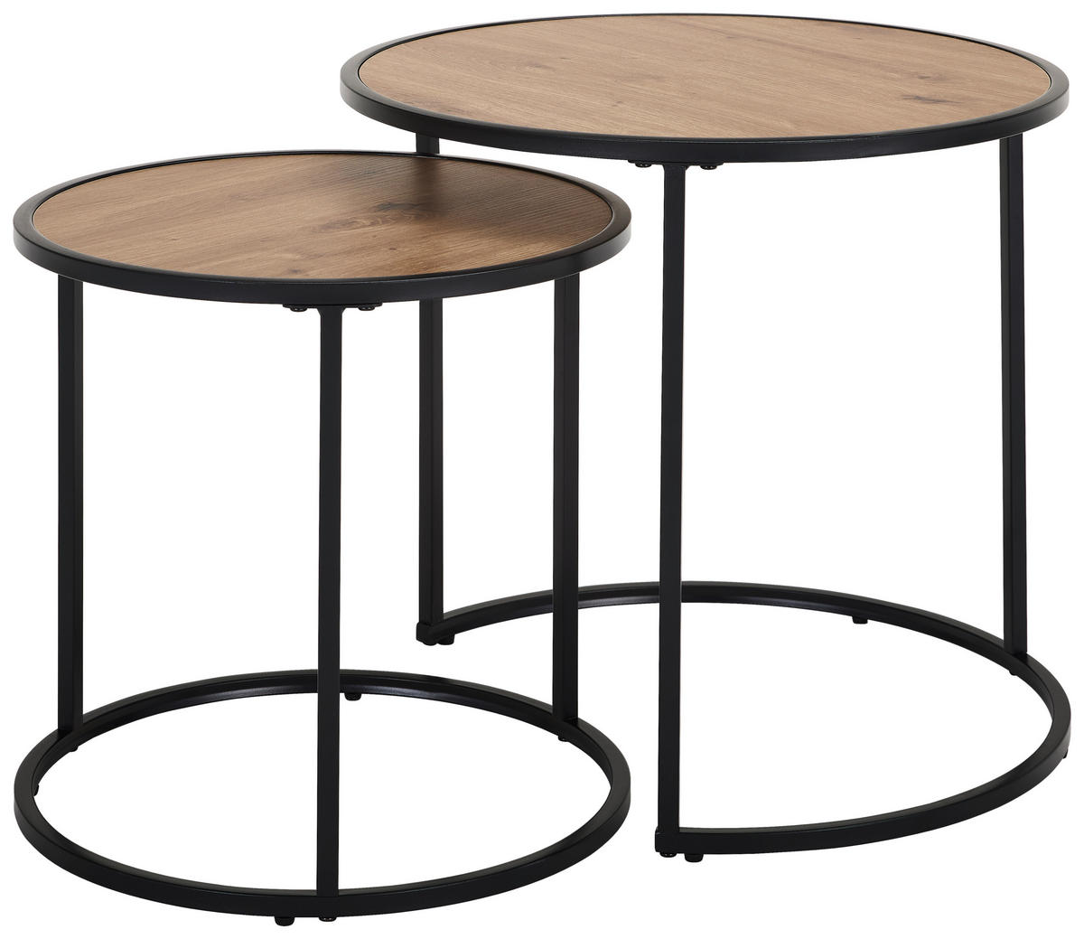 BEISTELLTISCHSET rund Schwarz, Eiche Artisan  - Schwarz/Eiche Artisan, Basics, Holzwerkstoff/Metall (50/40/50/40/45.5/39cm) - Carryhome