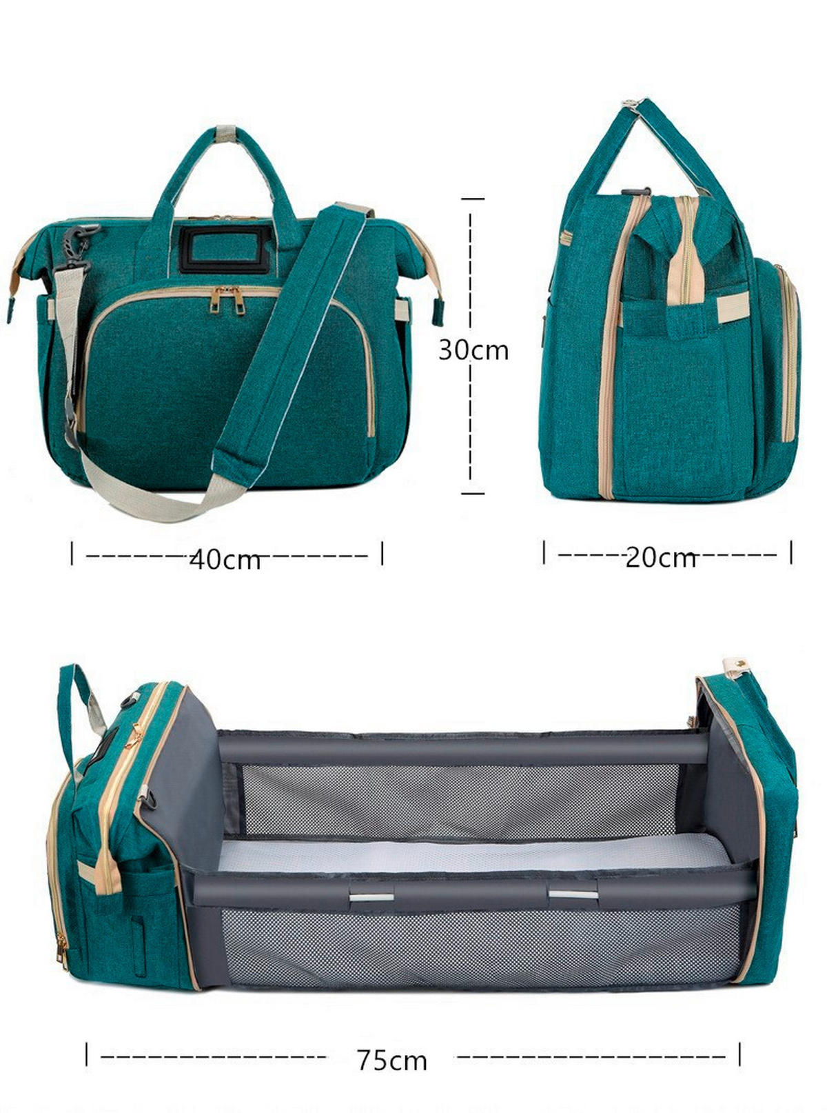 WICKELTASCHE  - Schwarz, Basics, Textil (20/40/30cm)