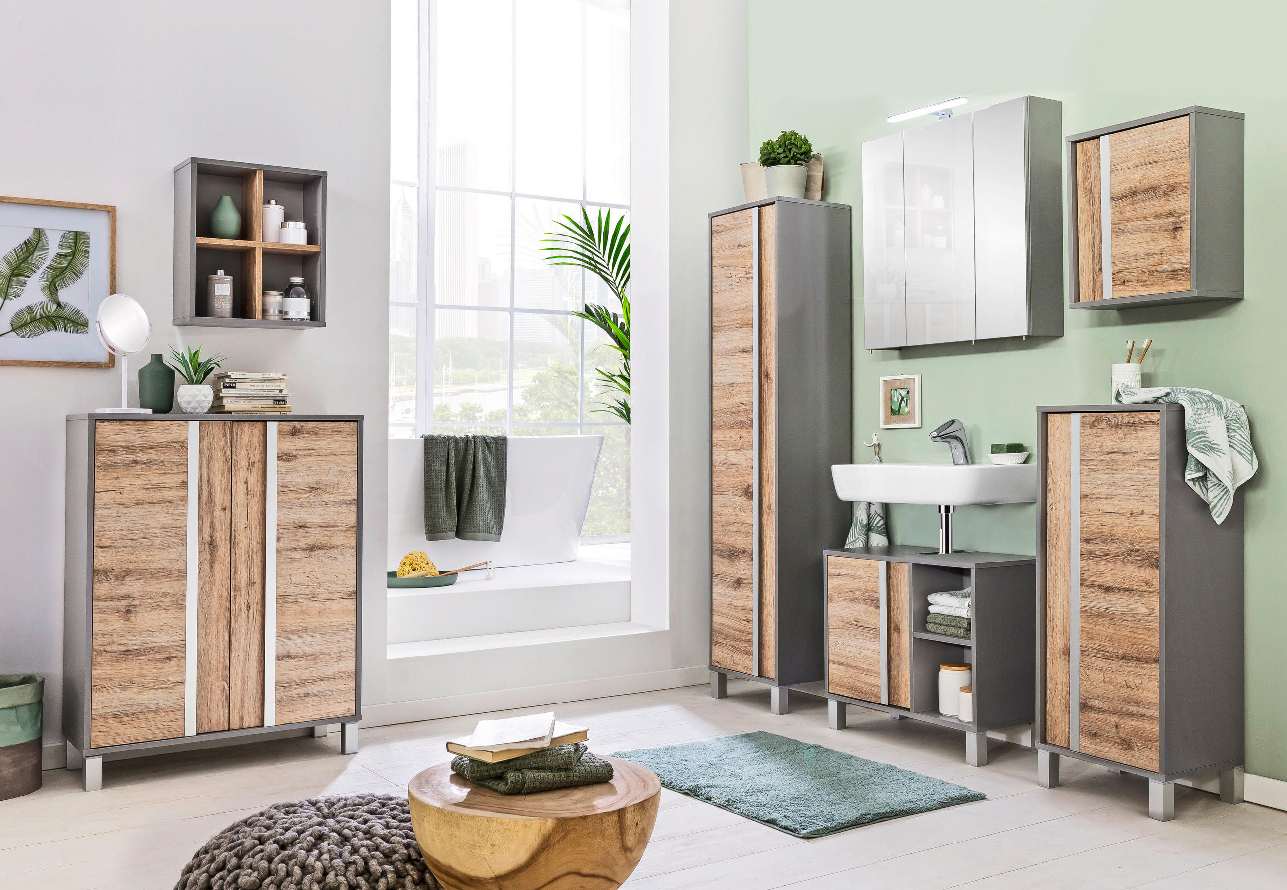 MIDISCHRANK 40,5/103,5/33 cm  - Silberfarben/Alufarben, KONVENTIONELL, Holzwerkstoff/Metall (40,5/103,5/33cm) - Stylife