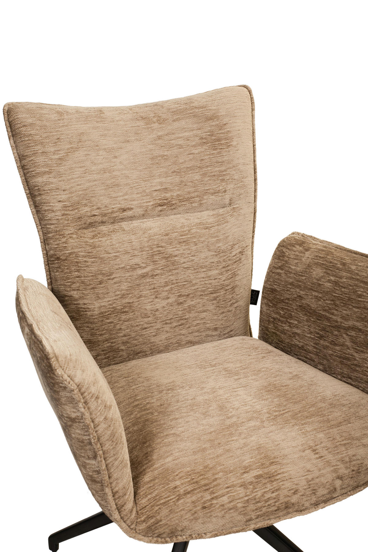 ARMLEHNSTUHL  Wippfunktion, Sitzfläche 360° drehbar Webstoff  - Schwarz/Braun, Design, Textil/Metall (62/92/66cm) - Stylife