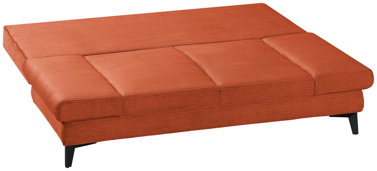 SCHLAFSOFA Cord Rostfarben  inkl. Bettkasten, Schlaffunktion, Armteilverstellung  - Rostfarben/Schwarz, Design, Textil/Metall (200/85/90cm) - Novel
