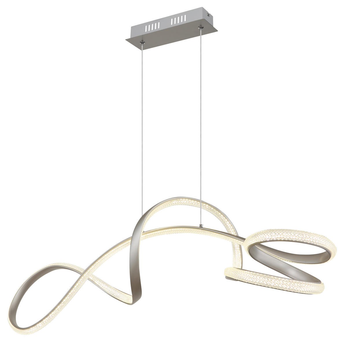 VISEČA LED-SVETILKA  SWIRL /3670 lm/4000 K/230 V/ - barve niklja/prozorno, Design, kovina/umetna masa (108/33/120cm) - Globo