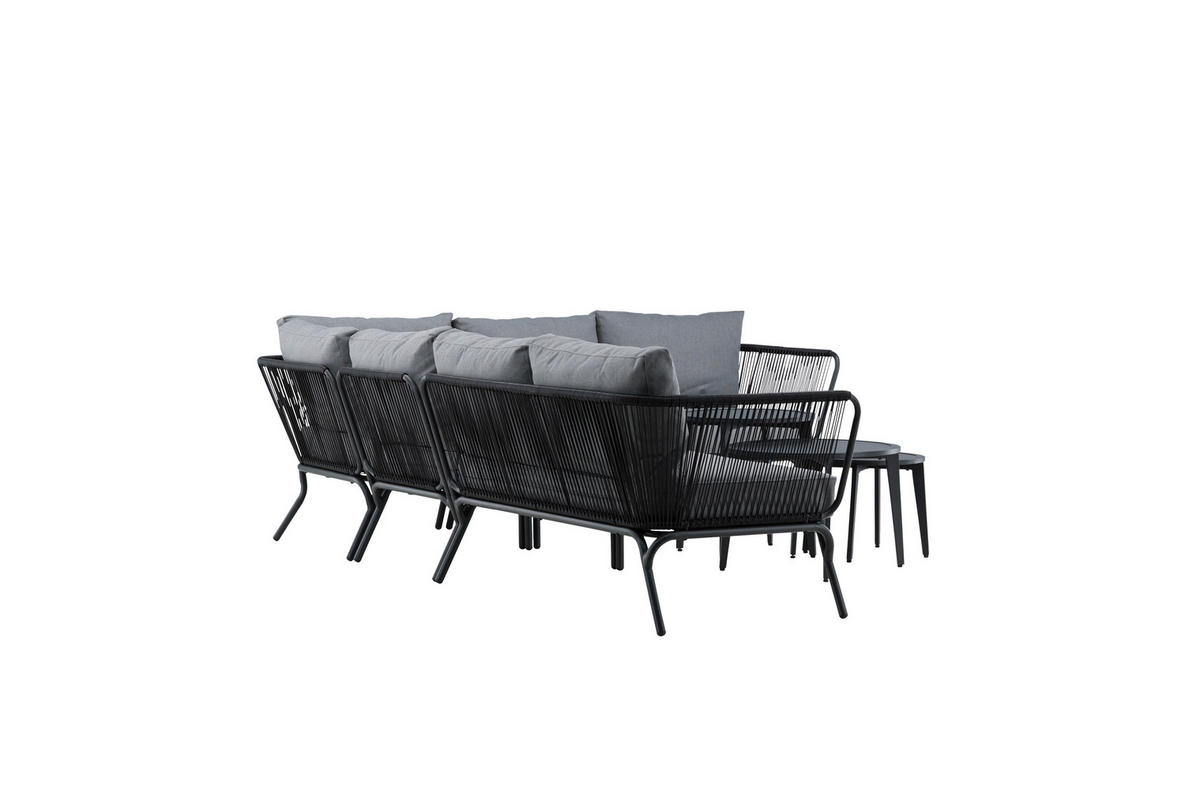 DINING-LOUNGESET Aluminium  - Schwarz/Grau, KONVENTIONELL, Textil/Metall - Gardenson