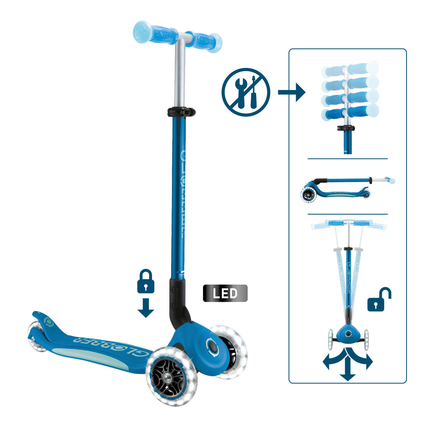 KINDERSCOOTER  - Petrol, Basics, Kunststoff (57,5/28/82.5cm) - GLOBBER