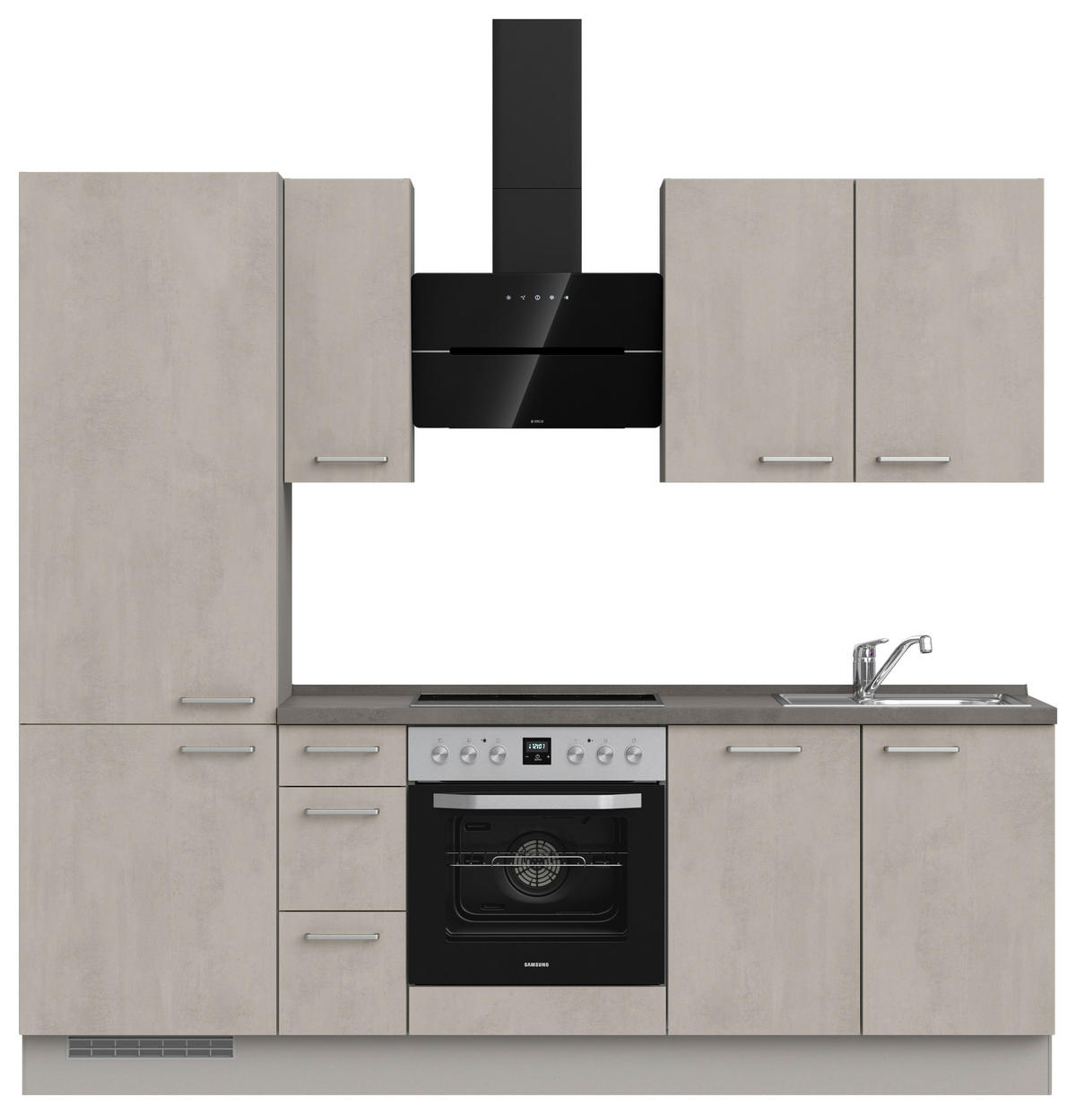 KÜCHENBLOCK 240 cm   in Grau, Schieferfarben  - Schieferfarben/Edelstahlfarben, MODERN, Holzwerkstoff/Metall (240cm) - Nobilia