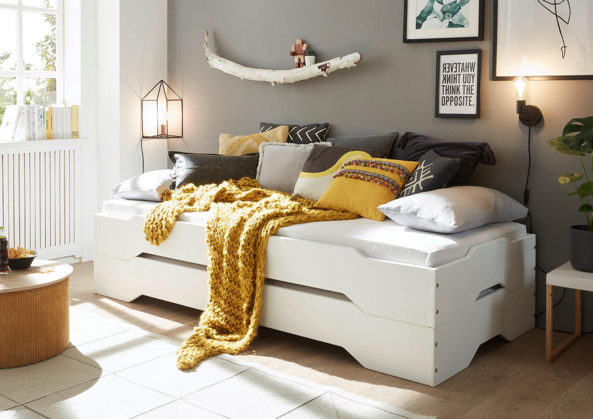 POSTELJA 90 cm   x 200 cm  , les bela  - bela, Konvencionalno, les (90/200cm) - Carryhome