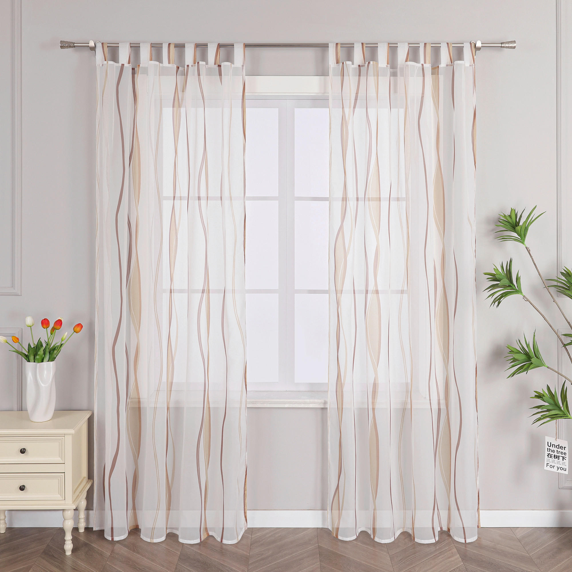 FERTIGVORHANG  transparent  140/175 cm   - Hellbraun/Weiß, Basics, Textil (140/175cm) - Joyswahl