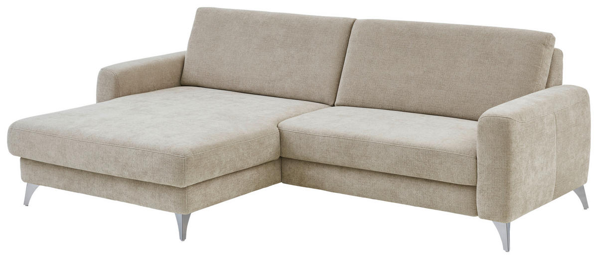 ECKSOFA  Chenille Beige  - Chromfarben/Beige, Design, Textil/Metall (167/222cm) - Beldomo Comfort