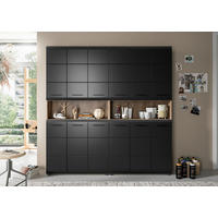 HOCHSCHRANK 180/185/30 cm  - Eiche dunkel/Schwarz, Basics, Holzwerkstoff/Kunststoff (180/185/30cm) - MID.YOU