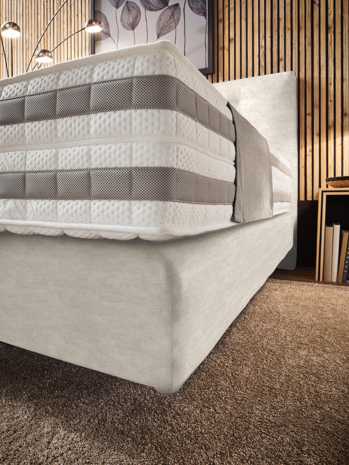 BOXSPRINGBETT 160/200 cm  in Creme  - Creme, Konventionell, Holz/Textil (160/200cm) - Dieter Knoll