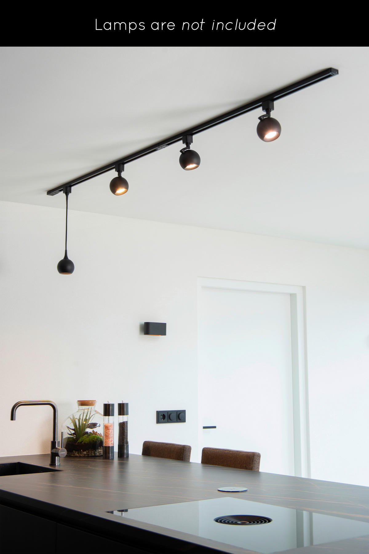 SCHIENENSYSTEM Track 200/16.5/7.5 cm  - Schwarz, Design, Metall (200/16.5/7.5cm) - Lucide