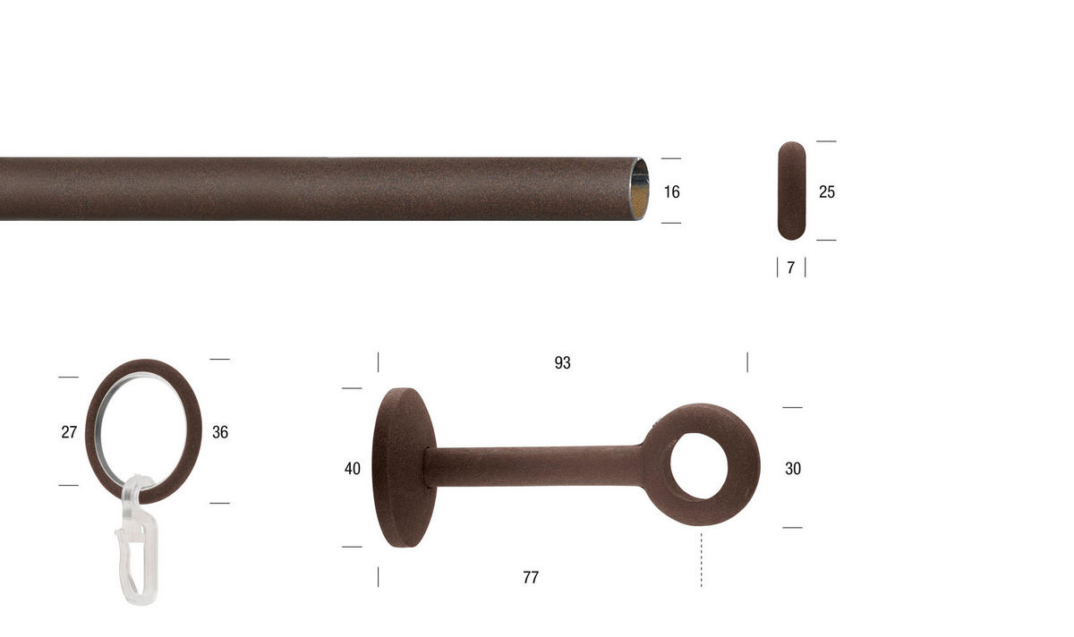 VORHANGSTANGE 430 cm  - Rostfarben, KONVENTIONELL, Metall (430cm)