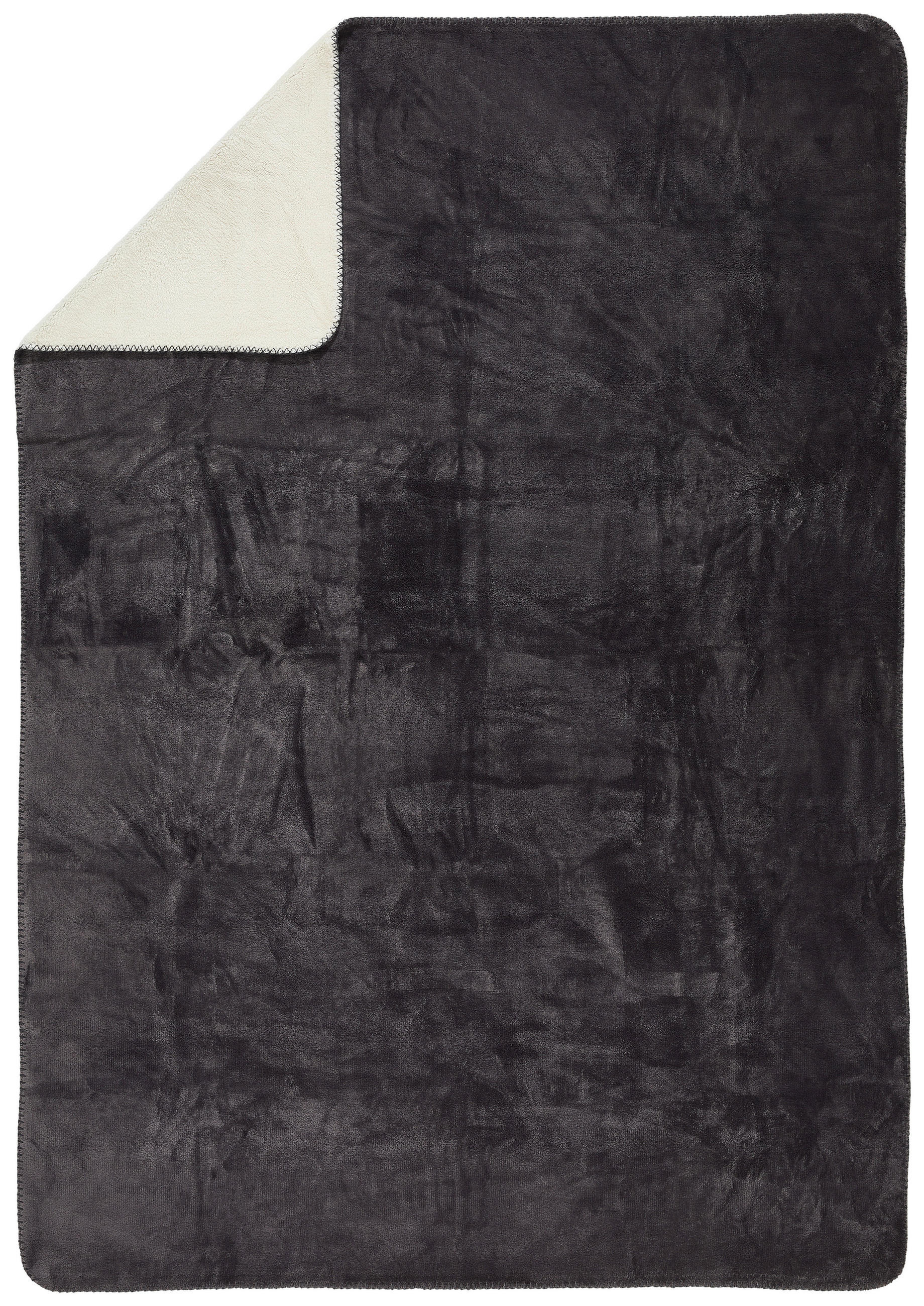 DOMÁCA DEKA, polyester, 130/180 cm - krémová/antracitová, Konventionell, textil (130/180cm) - Novel