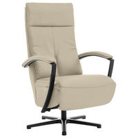RELAXSESSEL in Leder Creme, Naturfarben  - Creme/Schwarz, Design, Leder/Metall (76/112/83cm) - Beldomo Speed