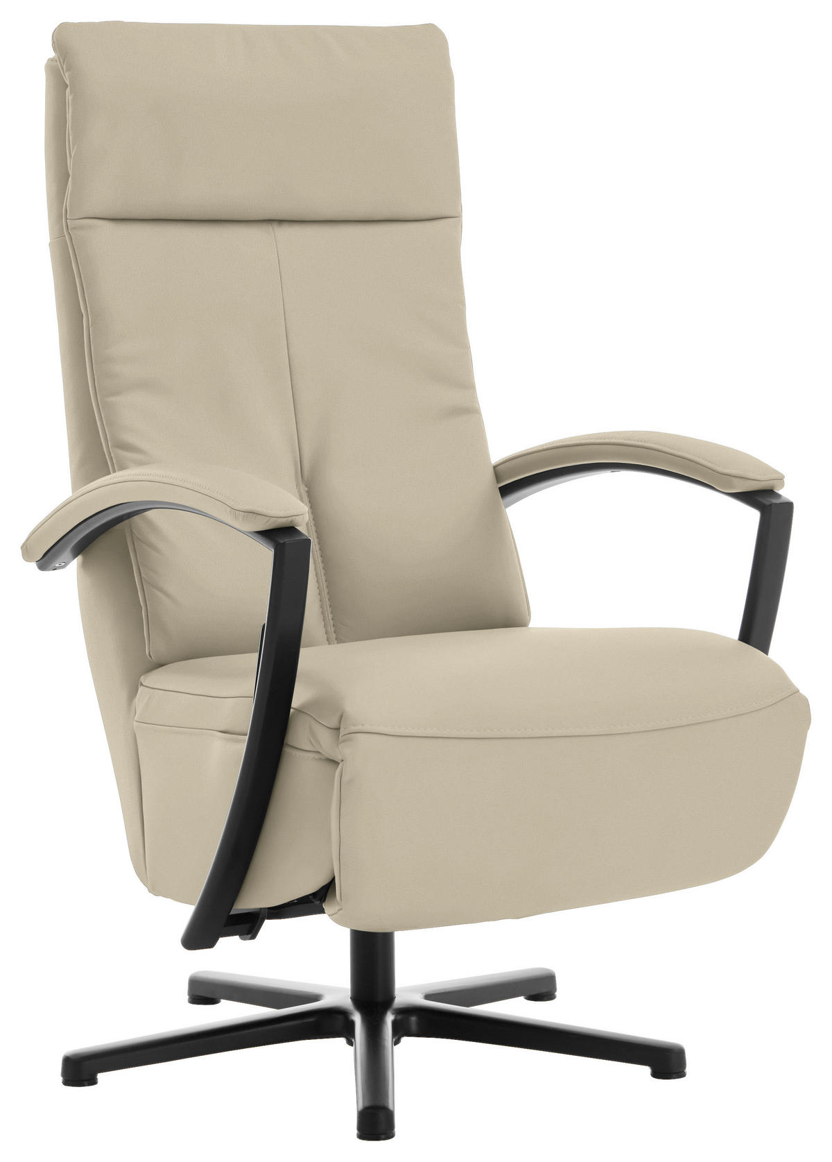 RELAXSESSEL in Leder Creme, Naturfarben  - Creme/Schwarz, Design, Leder/Metall (76/112/83cm) - Beldomo Speed