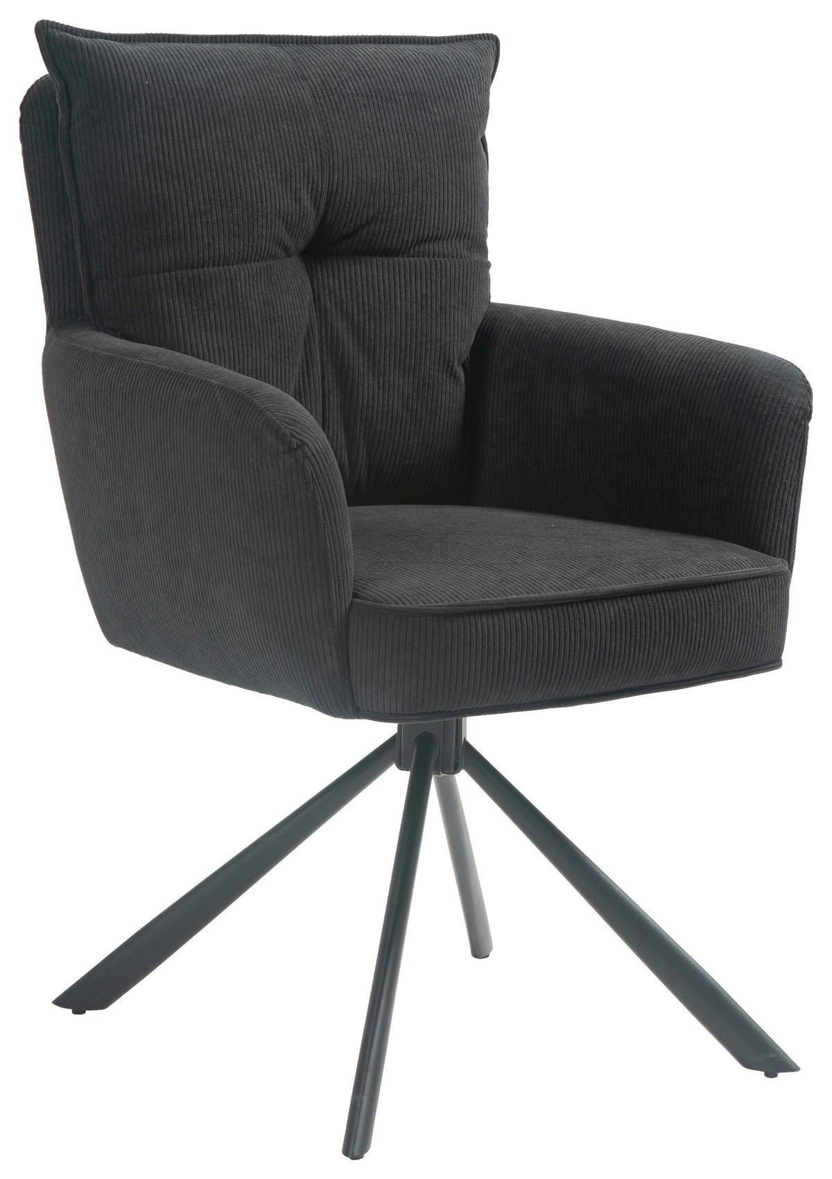 ARMLEHNSTUHL  in Eisen Cord  - Schwarz, Design, Textil/Metall (60/95/67cm) - Novel