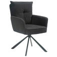 ARMLEHNSTUHL  Sitzfläche 180° drehbar Cord  - Schwarz, Design, Textil/Metall (60/95/67cm) - Novel