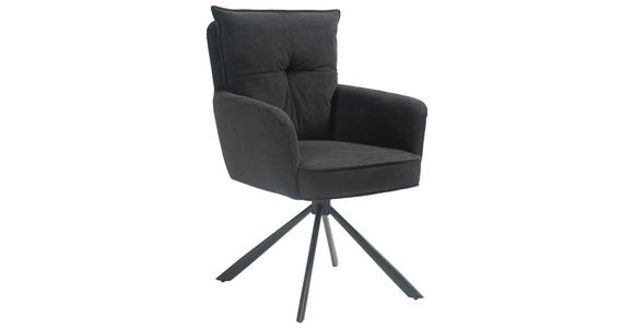 ARMLEHNSTUHL  Sitzfläche 180° drehbar Cord  - Schwarz, Design, Textil/Metall (60/95/67cm) - Novel