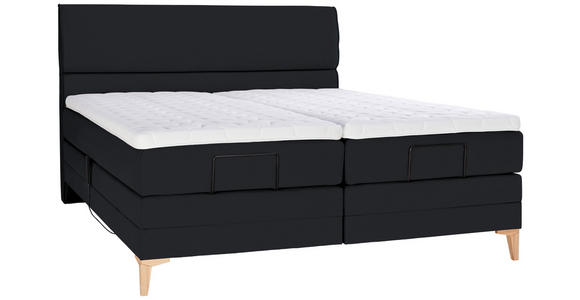 BOXSPRINGBETT 200/200 cm  in Schwarz  - Eichefarben/Schwarz, KONVENTIONELL, Holz/Textil (200/200cm) - Voleo