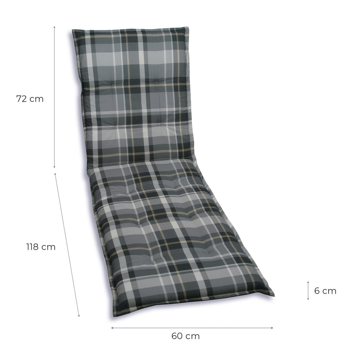 LIEGENAUFLAGE Karo  - Grau, Basics, Textil (60/6/190cm)