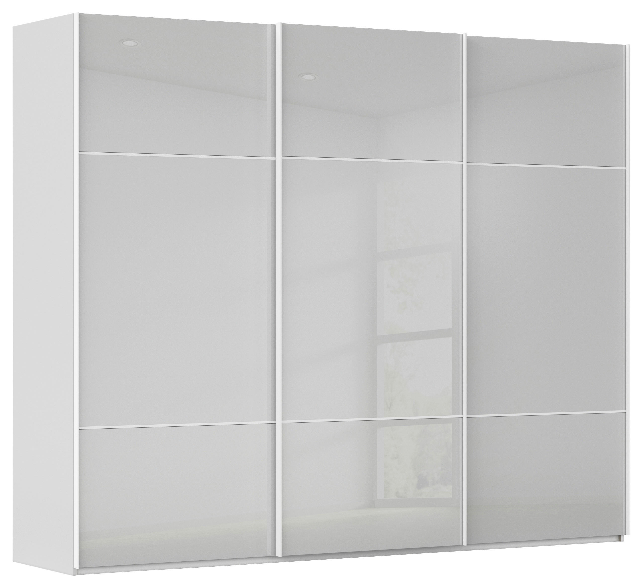 SCHWEBETÜRENSCHRANK 301/223/68 cm 3-türig Grau, Weiß  - Weiß/Grau, KONVENTIONELL, Glas/Holzwerkstoff (301/223/68cm) - Novel