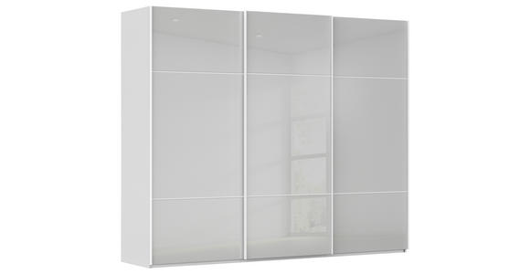 SCHWEBETÜRENSCHRANK 301/223/68 cm 3-türig Grau, Weiß - Weiß/Grau, KONVENTIONELL, Glas/Holzwerkstoff (301/223/68cm) - Novel