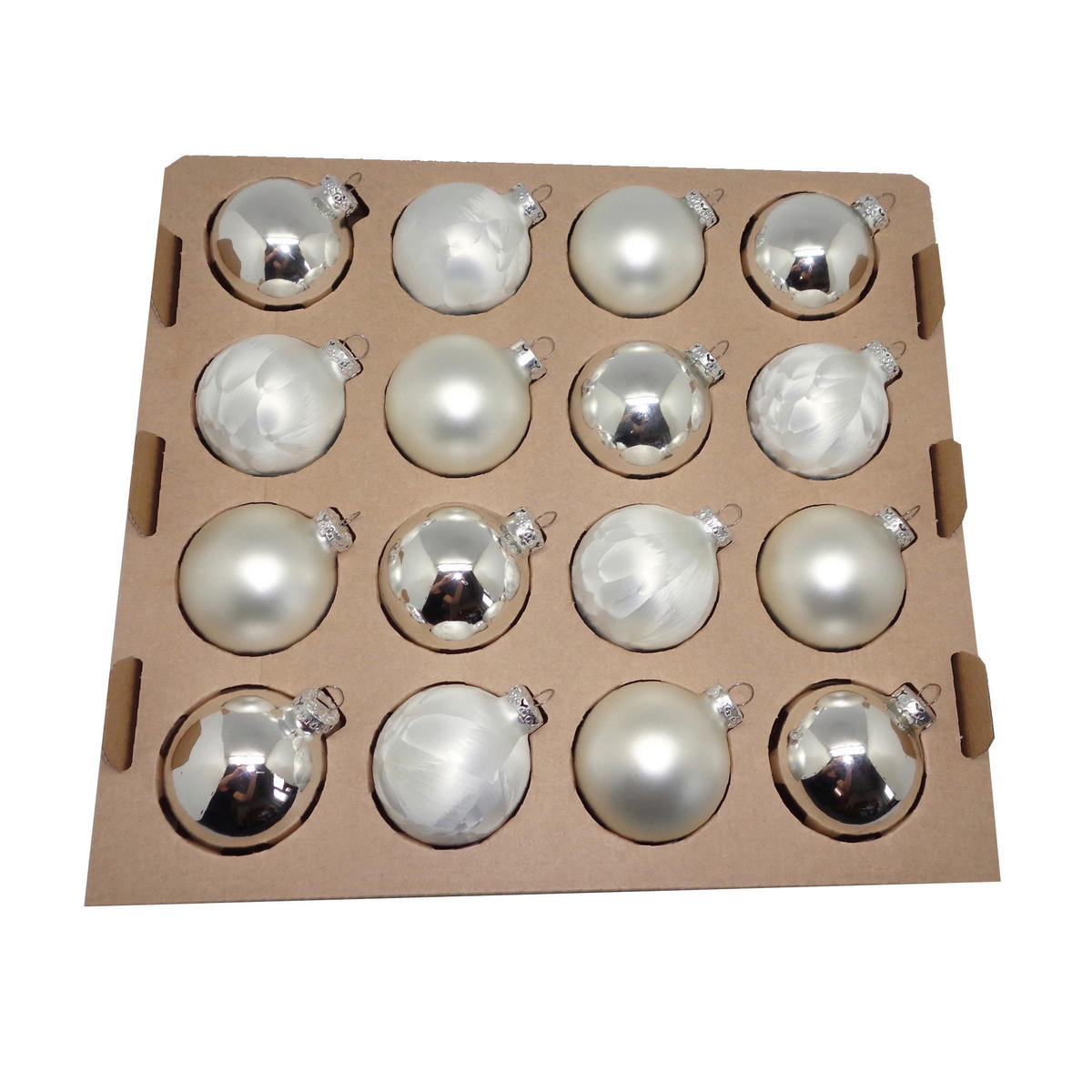 CHRISTBAUMKUGEL-SET 8 cm 12-teilig  - Silberfarben/Weiß, Basics, Glas (8cm) - X-Mas