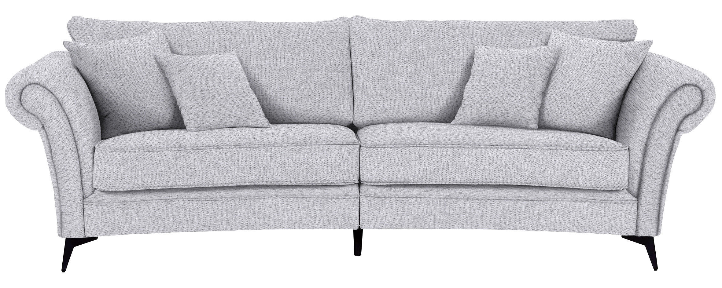 MEGASOFA Flachgewebe Hellgrau  - Hellgrau/Schwarz, ROMANTIK / LANDHAUS, Textil/Metall (273/79/125cm) - Landscape