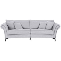 MEGASOFA in Flachgewebe Hellgrau  - Hellgrau/Schwarz, ROMANTIK / LANDHAUS, Textil/Metall (273/79/125cm) - Landscape