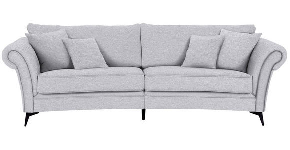 MEGASOFA in Flachgewebe Hellgrau  - Hellgrau/Schwarz, ROMANTIK / LANDHAUS, Textil/Metall (273/79/125cm) - Landscape