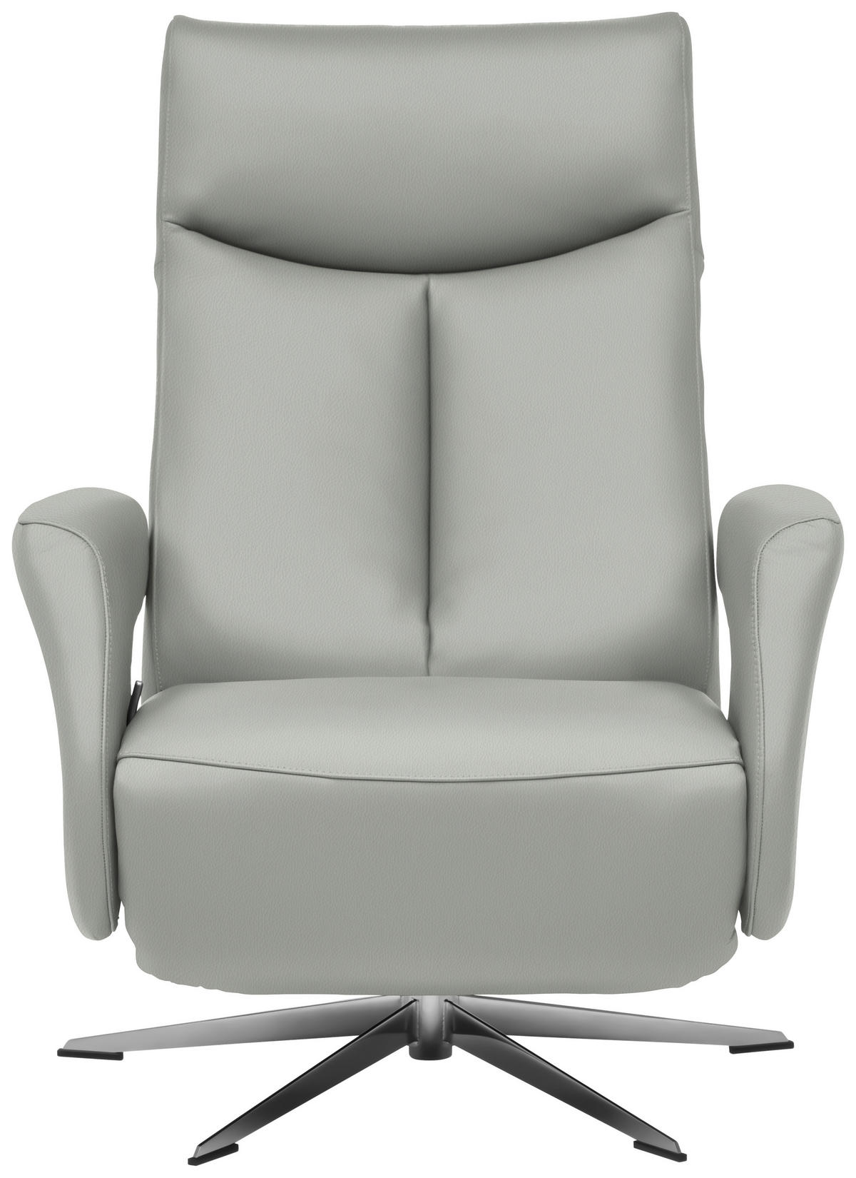 RELAXSESSEL in Leder Grau  - Chromfarben/Grau, Design, Leder/Metall (74/105/82cm) - Welnova