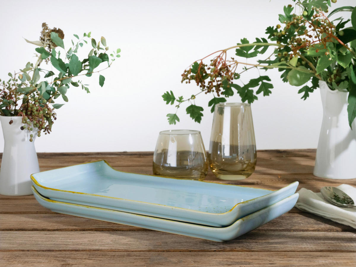 SERVIERPLATTEN-SET 2-teilig 16,5/33 cm  - Pastellblau, Trend, Keramik (16,5/33cm) - Creatable