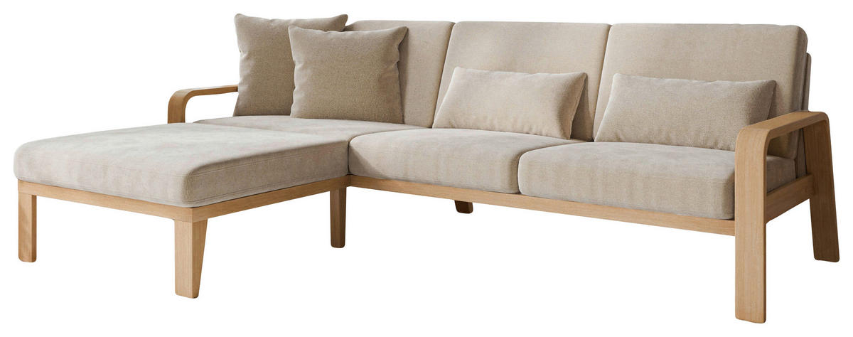 ECKSOFA Beige Struktur  - Beige/Naturfarben, KONVENTIONELL, Holz/Textil (178/264cm) - Cantus