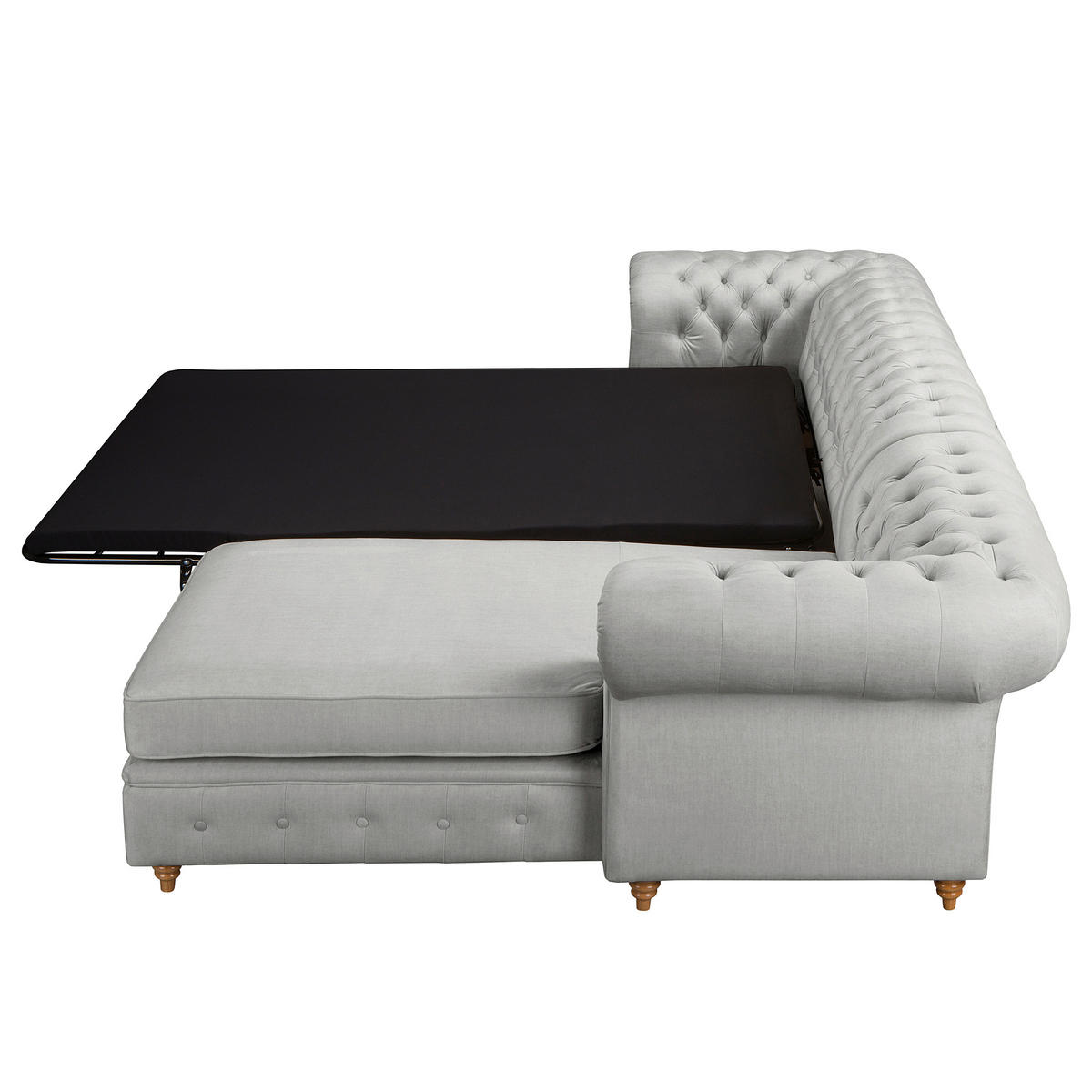 ECKSOFA Mikrofaser Hellgrau  - Creme/Hellgrau, Design, Holz/Textil (284/182cm) - P & B