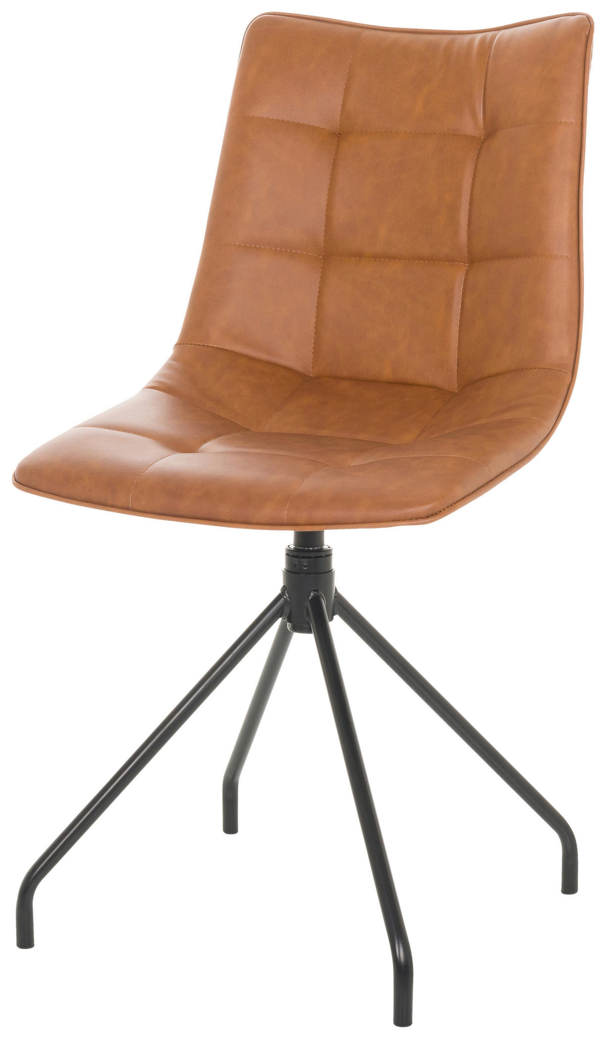 BESUCHERSTUHL Braun  - Schwarz/Braun, Basics, Leder/Metall (48/93/52cm) - MID.YOU