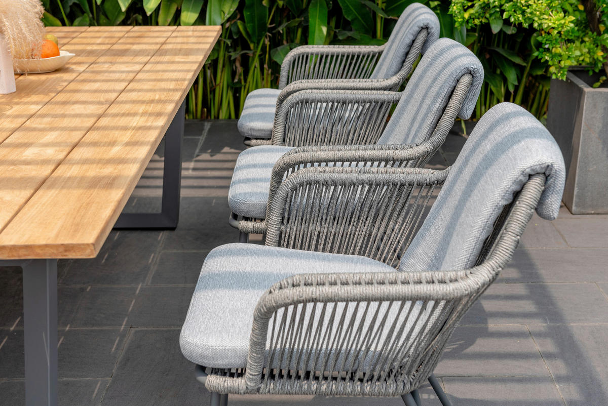 GARTENTISCH Holz, Metall Anthrazit, Teakfarben rechteckig  - Anthrazit/Teakfarben, MODERN, Holz/Metall (216/99/75cm) - Amatio