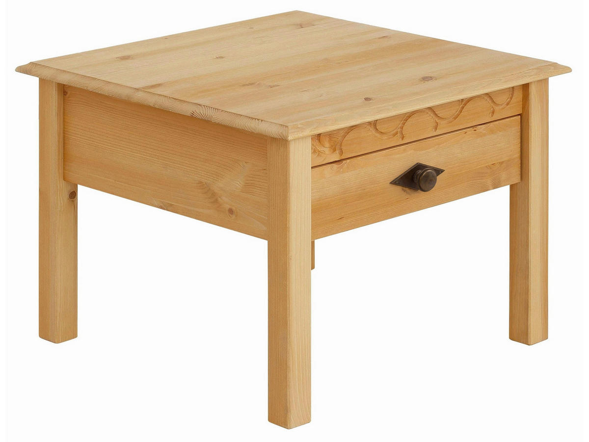 COUCHTISCH LYON Kiefer 60/60/42 cm quadratisch Naturfarben  - Messingfarben/Naturfarben, Design, Holz/Metall (60/60/42cm) - Livetastic