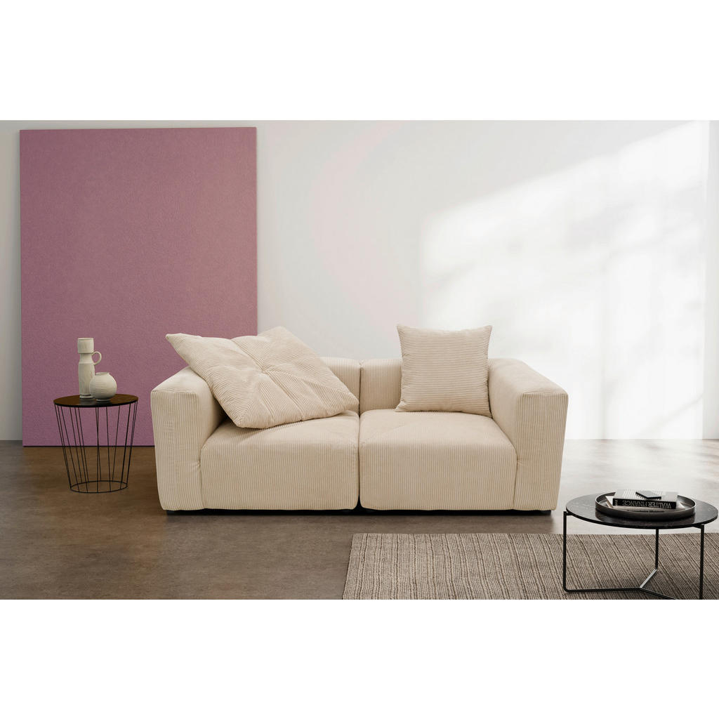 Thumbnail - Mid.you 2-Sitzer-Sofa, Creme, Textil, Uni, 216x69x108 cm, Made in EU, FSC Mix, erweiterbar, planbar, Rücken echt, Armtei...