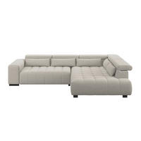 ECKSOFA MATERA Beige Chenille, Struktur Nierenkissen, Kopfteilverstellung, Sitzvorzug  - Beige/Schwarz, Trend, Holz/Textil (311/226cm) - MID.YOU