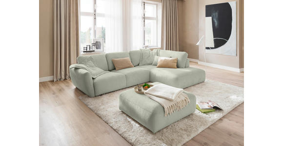 ECKSOFA  in Chenille Salbeigrün  307/224 cm  - Salbeigrün/Schwarz, KONVENTIONELL, Kunststoff/Textil (307/224cm) - Hom`in