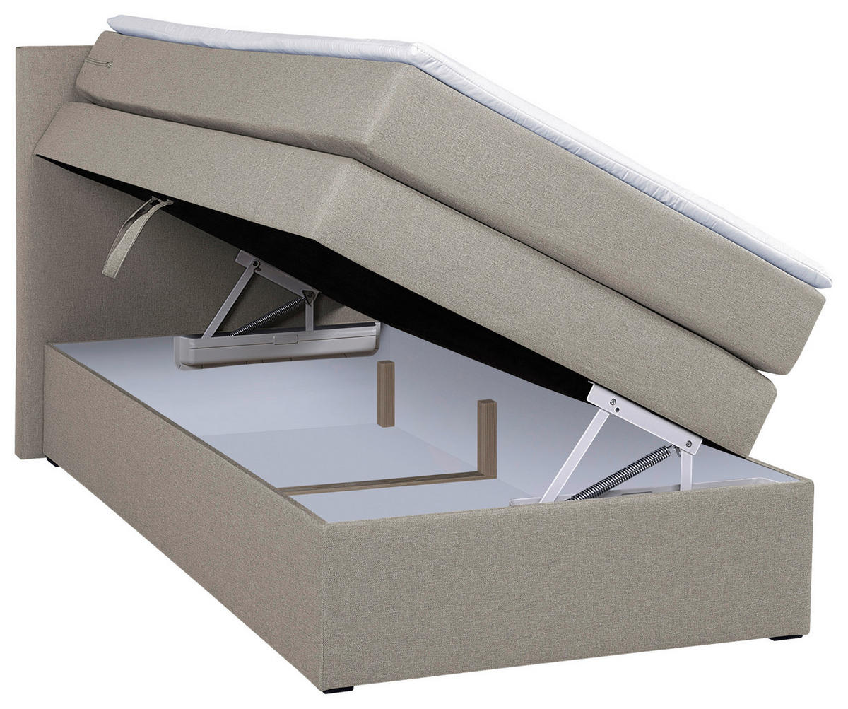 BOXSPRINGBETT 90/200 cm  in Beige  - Beige/Schwarz, MODERN, Holzwerkstoff/Kunststoff (90/200cm) - MID.YOU