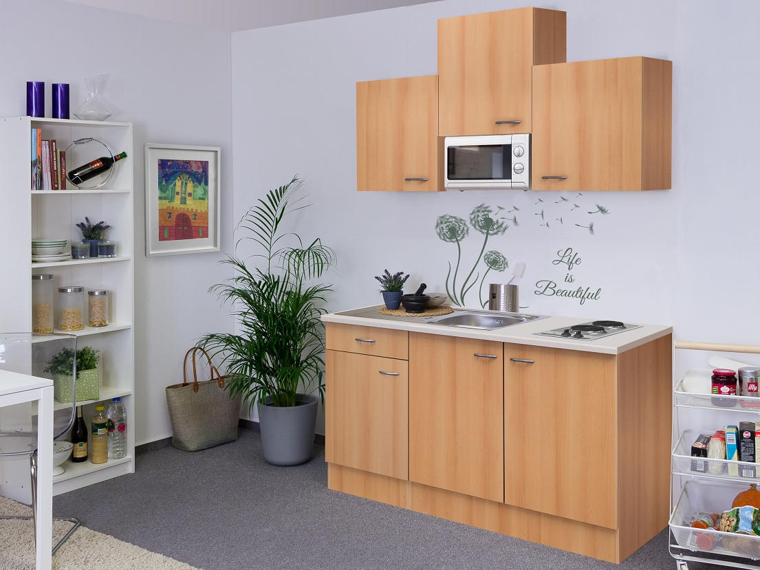 MINIKUCHYNĚ NANO 150 - barvy buku/béžová, Moderní, kompozitní dřevo/plast (150cm) - MID.YOU