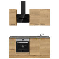 KÜCHENBLOCK 180 cm   in Eichefarben, Schieferfarben  - Schieferfarben/Eichefarben, MODERN, Holzwerkstoff/Metall (180cm) - Nobilia