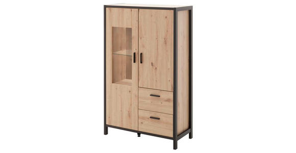 HIGHBOARD Anthrazit, Eichefarben  - Eichefarben/Anthrazit, Design, Glas/Holzwerkstoff (86/140/40cm) - Carryhome