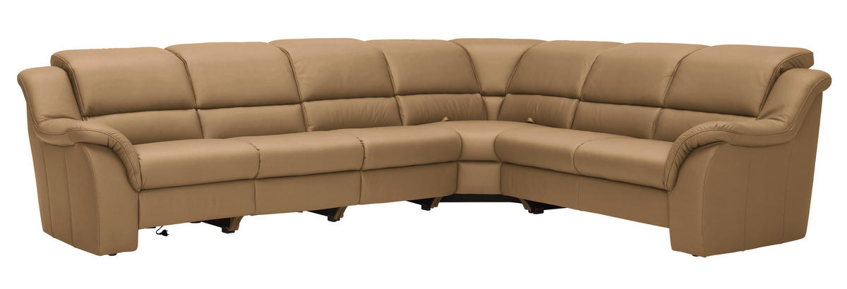 ECKSOFA  in Echtleder Cappuccino  324/260 cm  - Chromfarben/Cappuccino, KONVENTIONELL, Leder/Kunststoff (324/260cm) - Cantus