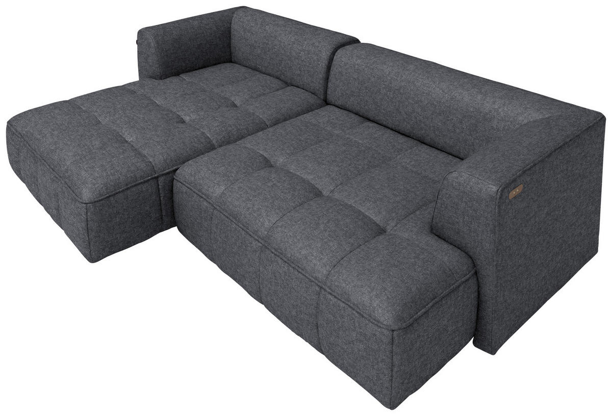 ECKSOFA Webstoff Anthrazit  - Anthrazit/Schwarz, Design, Kunststoff/Textil (188/288cm) - Welnova