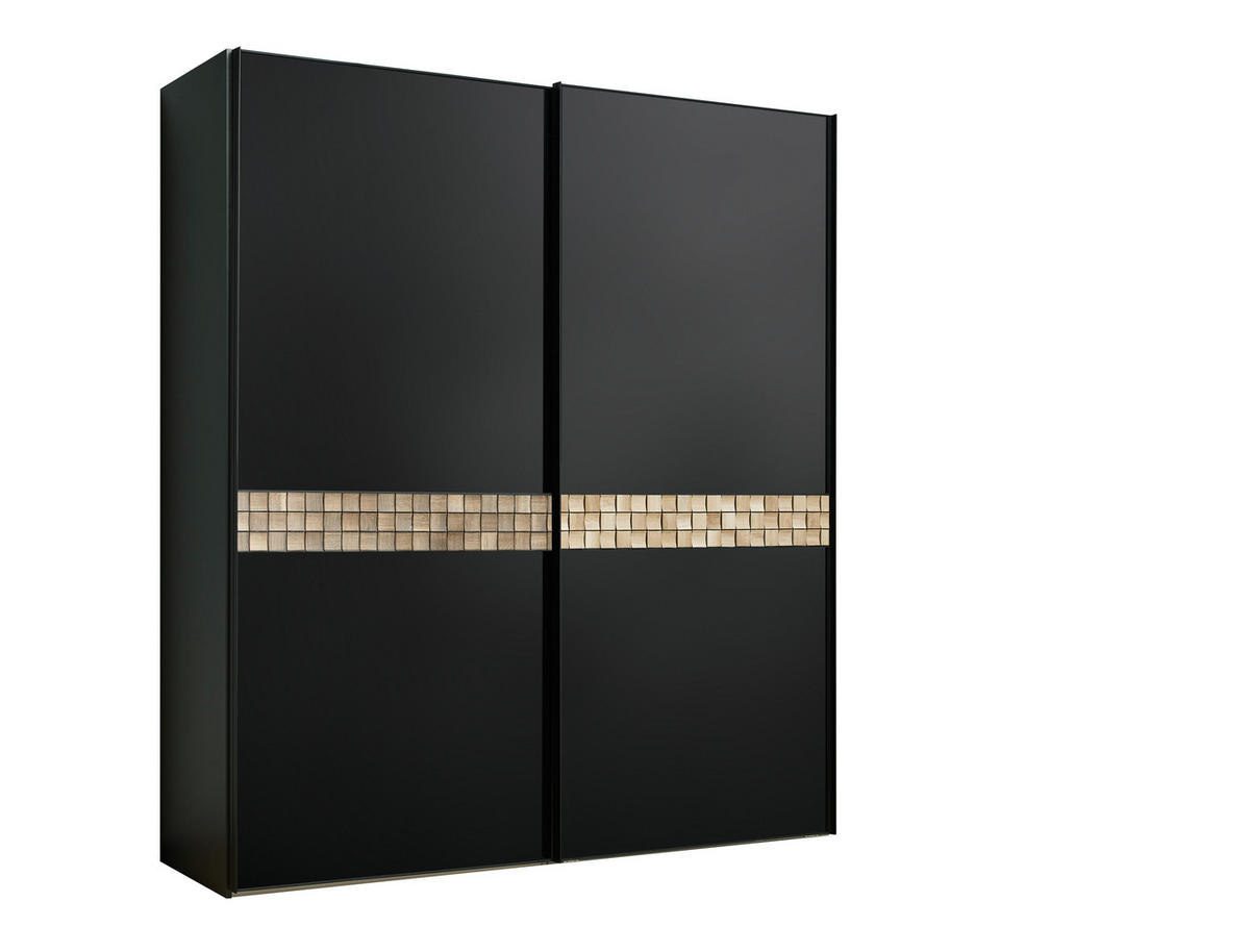 SCHWEBETÜRENSCHRANK 167/222/68 cm 2-türig Anthrazit, Schwarz, Eichefarben  - Eichefarben/Anthrazit, Design, Glas/Holz (167/222/68cm) - Dieter Knoll